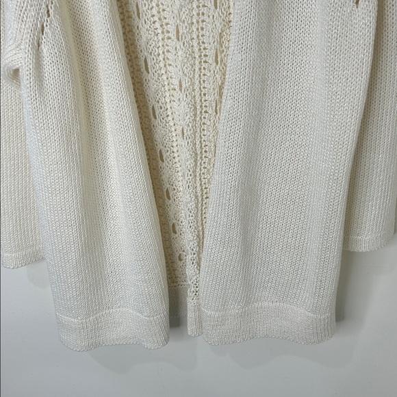 J. JILL Cream Open Knit Long Cardigan Size XL Petite - Picture 5 of 15